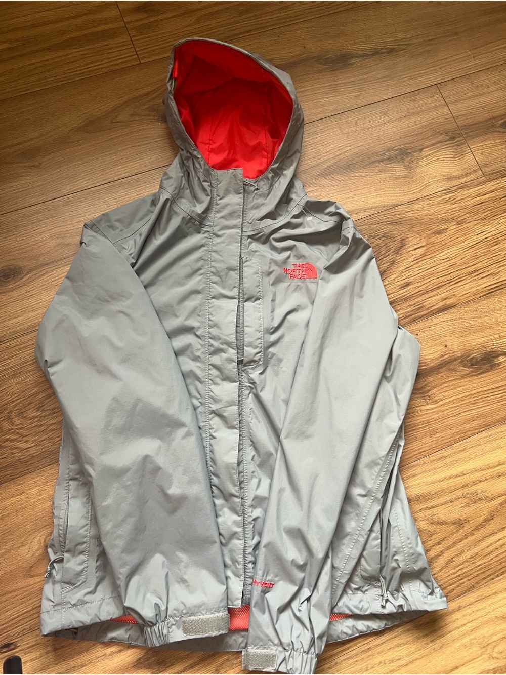 The North Face HyVent Resolve Rain Jacket Grey Coral Pink M Flaw